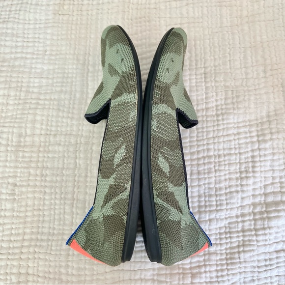 Rothy’s | Green Round Toe Camo Flats Smoking Loafer Orange Stripe Camouflage - Picture 10 of 12
